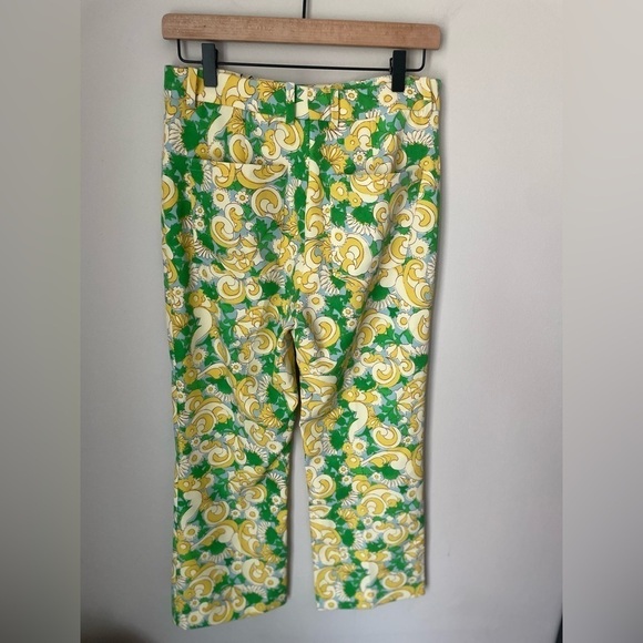 Zara Bright Bold Floral Print High Rise Pants Size Medium NWT - Picture 4 of 9